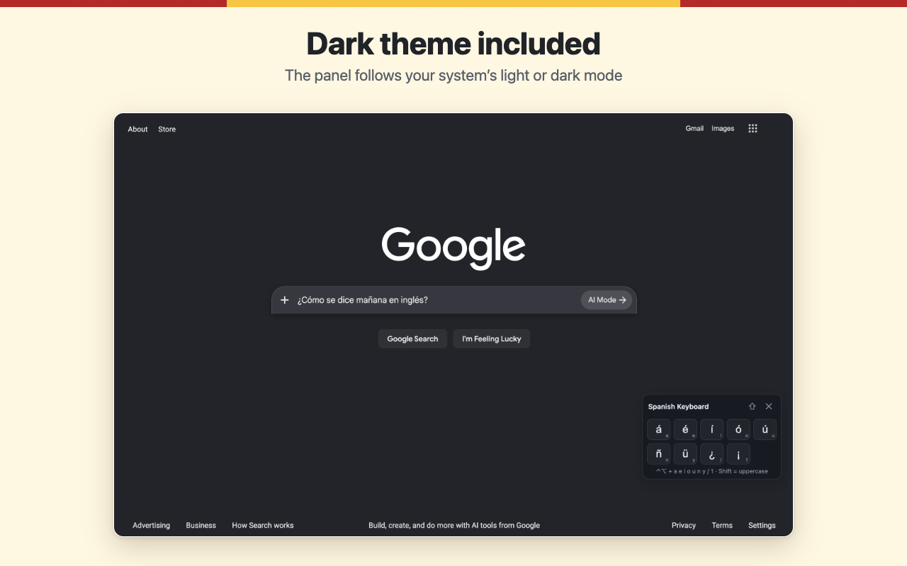 The panel in dark mode on a dark web page